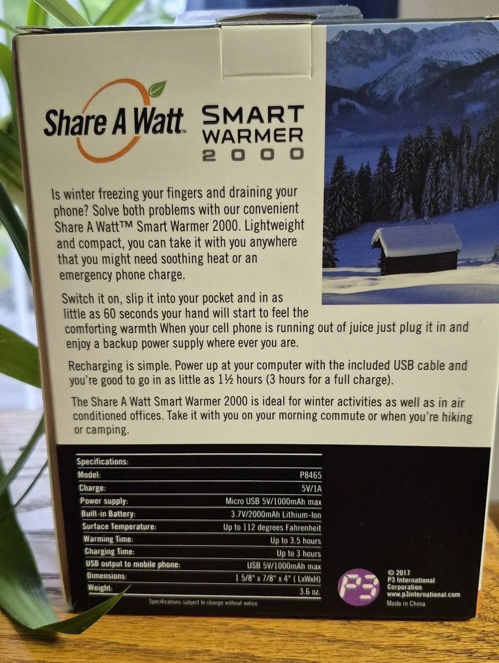 Smart Warmer 2000 Portable Hand Warmer & Power Bank - Gray. NEW IN BOX